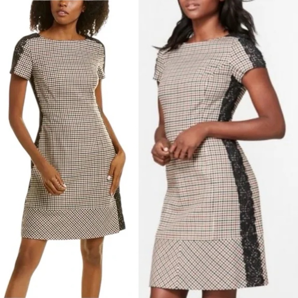 Brooks Brothers Red Fleece 2 Brown Black Plaid A-Line Short Sleeve Dress